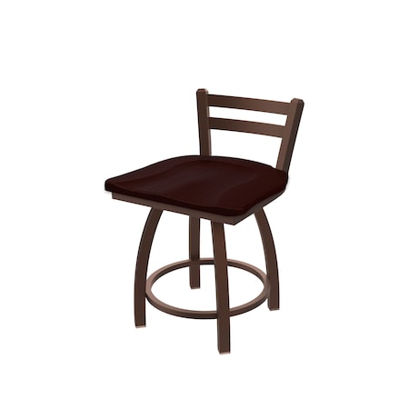 Holland Bar Stool Co 18" Low Back Swivel Vanity Stool, Bronze Finish, Dark Cherry Oak Seat 41118BZDCOak